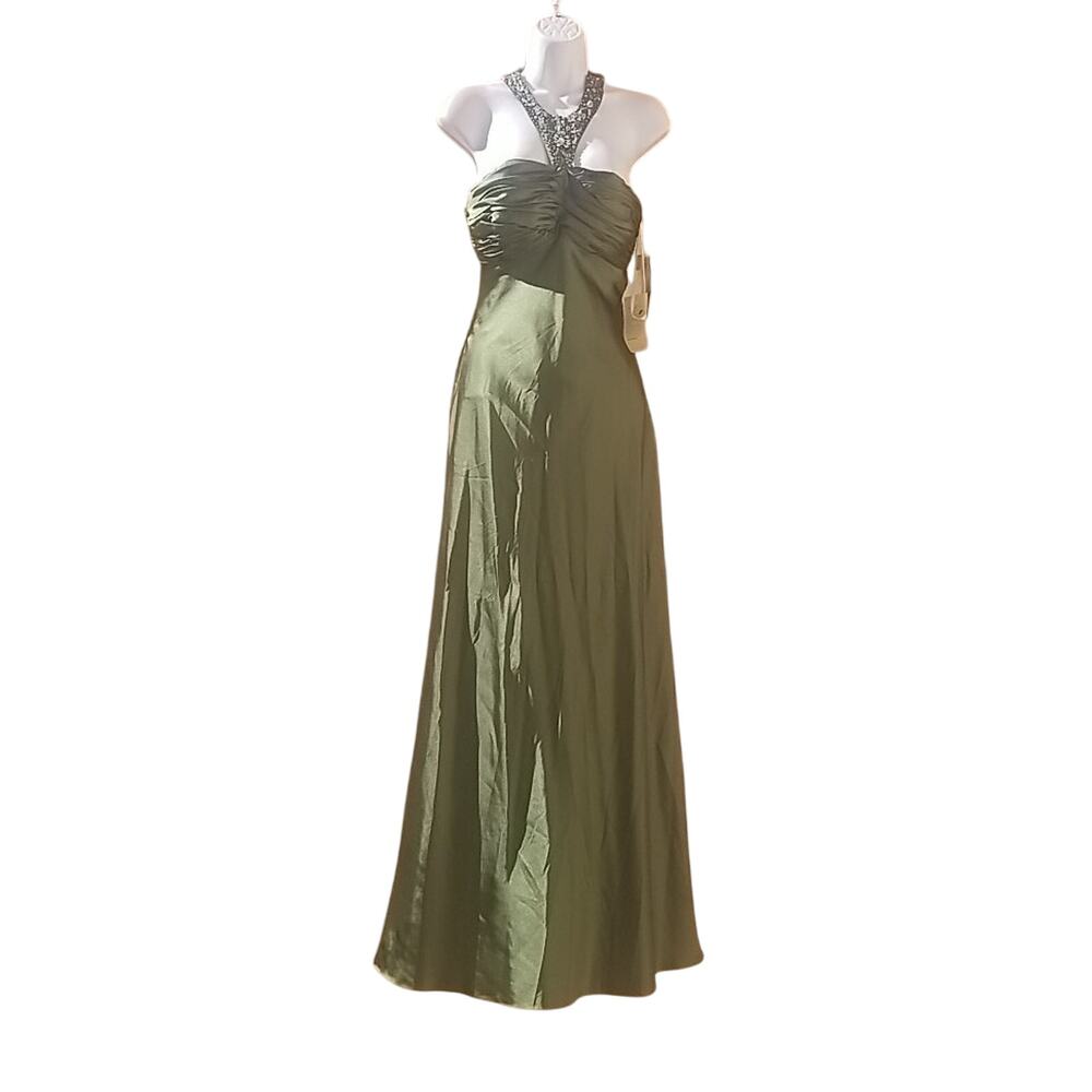 Nari Anna 1098 Green Backless Formal Beaded Sequine Women Dress S-Zipper Brocken